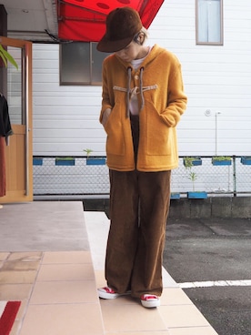 「コーデュロイキャップ」｜clever elephantさん（レディース・153cm）の秋コーディネート