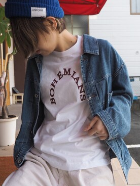「OMNIGOD（オムニゴッド）のアイテム（ジャケット/アウター）」を使った、clever elephantさん（レディース・153cm）の冬コーディネート