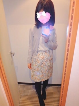 「MISCH MASCH（ミッシュマッシュ）のアイテム（カーディガン/ボレロ、ブルー系）」を使った、rinnonさん（レディース・160cm）の冬コーディネート