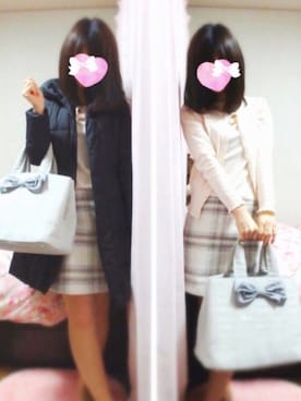 「MISCH MASCH（ミッシュマッシュ）のアイテム（ダウンジャケット/コート、ブラック系）」を使った、rinnonさん（レディース・160cm）の冬コーディネート