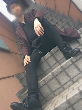 「原宿」｜「アイテム（チェスターコート）」を使った、ゆうごさん（メンズ・175cm）の春コーディネート