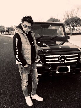 Zara ザラ のダウンベスト ベージュ系 を使ったメンズ人気ファッションコーディネート Wear