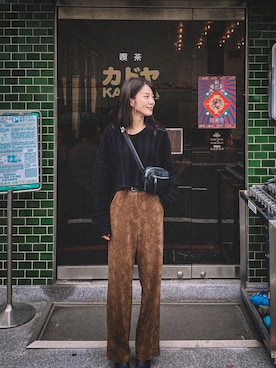「PULL&BEAR（プルアンドベア）のアイテム（バッグ）」を使った、MaggieLiaoさん（レディース・160cm）の冬コーディネート