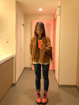 「アイテム（ブーティ、ピンク系）」を使った、EVAN🙈さん（レディース・158cm）の春コーディネート