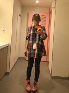 「アイテム（ブーティ、ピンク系）」を使った、EVAN🙈さん（レディース・158cm）の春コーディネート