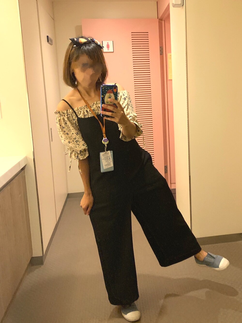 「サロペット、花柄トップス、ootd、はるコーデ」｜「bye byeのアイテム（その他トップス、その他）」を使った、EVAN🙈さん（レディース・157cm）の夏コーディネートの1枚目の写真