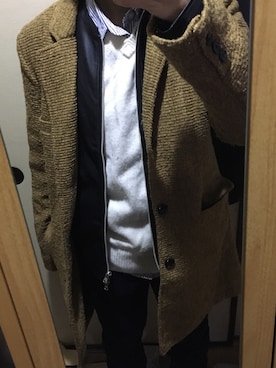 「NANO universe（ナノユニバース）のVINTAGEジョグデニム（デニムパンツ）」を使った、やなさん（メンズ・163cm）の冬コーディネート