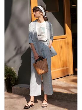 「通勤穿搭」｜「アイテム（セットアップ）」を使った、八月Augstさん（レディース・168cm）の春コーディネート
