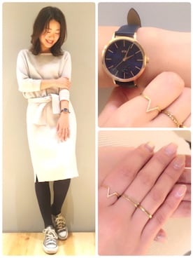 「アイテム（腕時計）」を使った、hitomi♪さん（レディース・158cm）の冬コーディネート