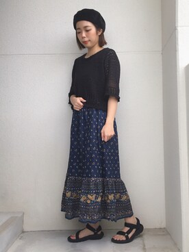 「透かし編みニット」｜MIYAさん（レディース・158cm）の春コーディネート