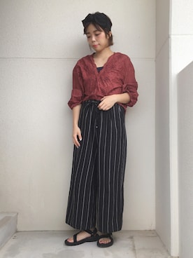 「スカラップ」｜「アイテム（キャミソール）」を使った、MIYAさん（レディース・158cm）の春コーディネート