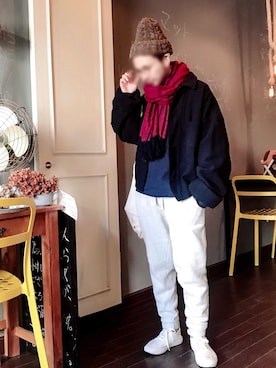 「KAPITAL（キャピタル）のアイテム（ピーコート）」を使った、Tiiiさん（メンズ・160cm）の秋コーディネート