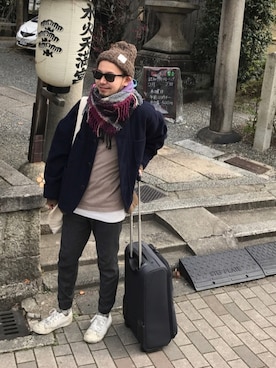 「KAPITAL（キャピタル）のアイテム（ピーコート）」を使った、Tiiiさん（メンズ・160cm）の秋コーディネート