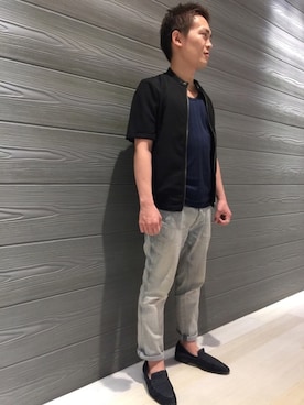 「アイテム（タンクトップ、ブルー系）」を使った、ippeiさん（メンズ・162cm）の夏コーディネート