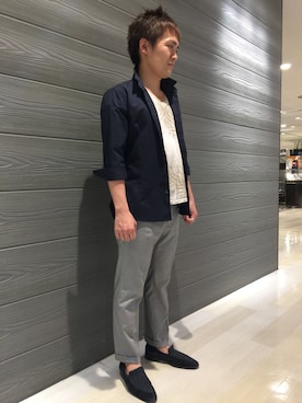 「シアサッカーシャツ」｜ippeiさん（メンズ・162cm）の夏コーディネート