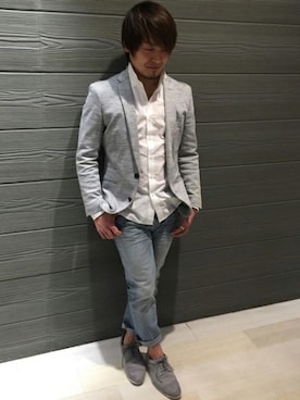 「アイテム（ドレスシューズ、グレー系）」を使った、ippeiさん（メンズ・162cm）の冬コーディネート