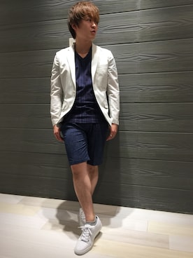 「アイテム（テーラードジャケット）」を使った、ippeiさん（メンズ・162cm）の夏コーディネート