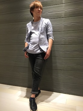 「アイテム（スリッポン）」を使った、ippeiさん（メンズ・163cm）の夏コーディネート