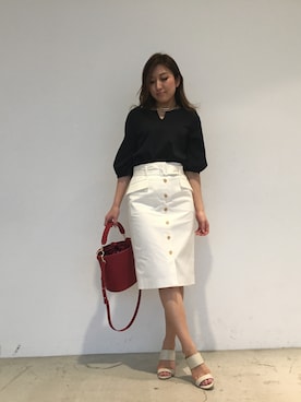 「PINKY&DIANNE（ピンキーアンドダイアン）のアイテム（トートバッグ）」を使った、PINKY&DIANNEさん（レディース・163cm）の夏コーディネート