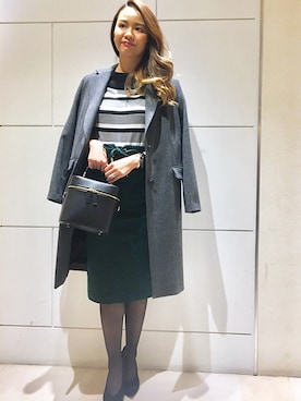 「ボーダーニット」｜PINKY&DIANNEさん（レディース・163cm）の冬コーディネート