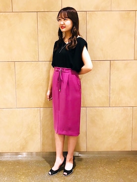 「PINKY&DIANNE（ピンキーアンドダイアン）のアイテム（Tシャツ/カットソー）」を使った、PINKY&DIANNEさん（レディース・156cm）の夏コーディネート