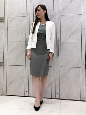 「ノーカラージャケット」｜PINKY&DIANNEさん（レディース・165cm）の秋コーディネート