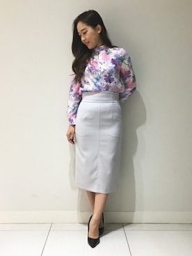 「花柄ブラウス」｜PINKY&DIANNEさん（レディース・165cm）の冬コーディネート