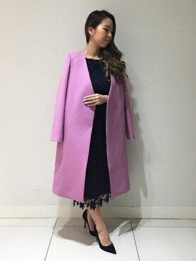 「ピンクコート」｜「アイテム（ブルゾン）」を使った、PINKY&DIANNEさん（レディース・155cm）の冬コーディネート