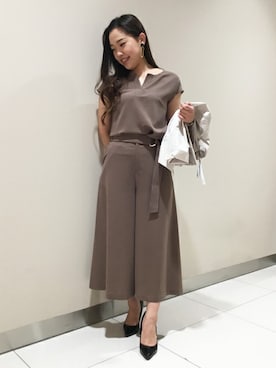 「仕事着」｜「アイテム（ノーカラージャケット）」を使った、PINKY&DIANNEさん（レディース・166cm）の春コーディネート