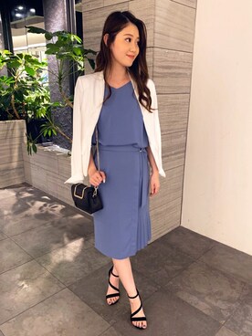 「二次会」｜「アイテム（ノーカラージャケット）」を使った、PINKY&DIANNEさん（レディース・159cm）の夏コーディネート