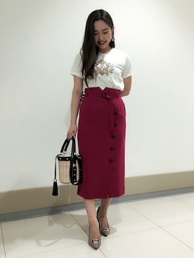 「PINKY&DIANNE（ピンキーアンドダイアン）のアイテム（Tシャツ/カットソー）」を使った、PINKY&DIANNEさん（レディース・166cm）の夏コーディネート