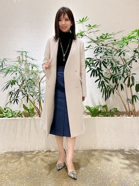 「アイテム（ノーカラーコート）」を使った、PINKY&DIANNEさん（レディース・160cm）の秋コーディネート