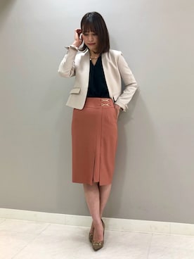 「オフィススタイル」｜「アイテム（ブルゾン）」を使った、PINKY&DIANNEさん（レディース・168cm）の冬コーディネート