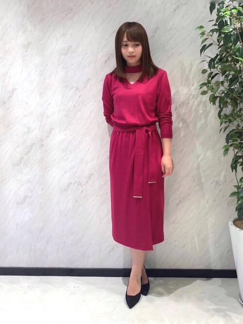 【美品】ピンキーアンドダイアン　スタンドカラー天竺ラップワンピース　ロング　38 ピンキーアンドダイアン スタンドカラー天竺ラップワンピース