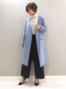「PINKY&DIANNE（ピンキーアンドダイアン）のアイテム（ノーカラーコート）」を使った、PINKY&DIANNEさん（レディース・164cm）の冬コーディネート