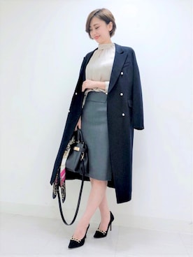 「オフィススタイル」｜「アイテム（ブルゾン）」を使った、PINKY&DIANNEさん（レディース・164cm）の冬コーディネート