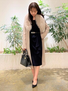 「二次会」｜「アイテム（その他アウター）」を使った、PINKY&DIANNEさん（レディース・156cm）の冬コーディネート