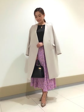 「アイテム（ノーカラーコート）」を使った、PINKY&DIANNEさん（レディース・166cm）の冬コーディネート