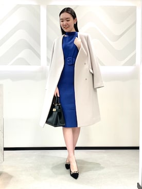 「アイテム（ノーカラーコート、ベージュ系）」を使った、PINKY&DIANNEさん（レディース・169cm）の冬コーディネート