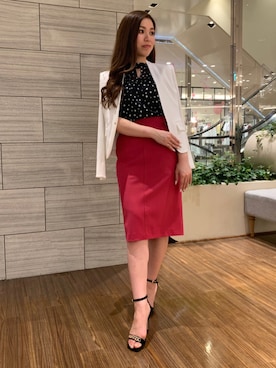 「アイテム（ノーカラージャケット、ホワイト系）」を使った、PINKY&DIANNEさん（レディース・155cm）の春コーディネート