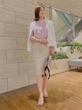 「アイテム（ノーカラージャケット、ホワイト系）」を使った、PINKY&DIANNEさん（レディース・162cm）の夏コーディネート