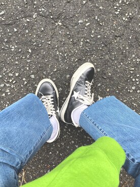 「CONVERSE（コンバース）のONESTAR J BLACK/WHITE（スニーカー、ブラック系）」を使った、mmmさん（レディース）の秋コーディネート