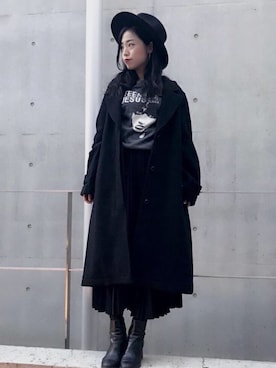 「ビッグサイズコーデ」｜「アイテム（チェスターコート）」を使った、sugiyama.sさん（レディース・157cm）の冬コーディネート