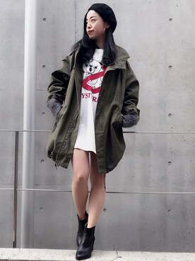 「ビッグサイズコーデ」｜「アイテム（ジャケット/アウター）」を使った、sugiyama.sさん（レディース・157cm）の冬コーディネート