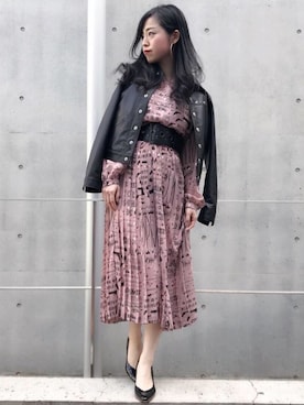 「レザーコーデ」｜「アイテム（ワンピース/ドレス）」を使った、sugiyama.sさん（レディース・157cm）の冬コーディネート