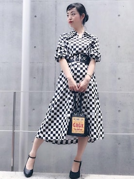 「チェッカー柄」｜「アイテム（シャツワンピース）」を使った、sugiyama.sさん（レディース・157cm）の夏コーディネート
