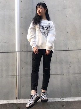 「アニマル」｜「アイテム（モカシン/デッキシューズ）」を使った、sugiyama.sさん（レディース・157cm）の秋コーディネート