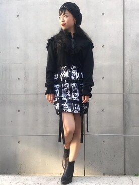 sugiyama.sさんの「CHUNKY HEEL SKINNYショートブーツ」を使ったコーディネート