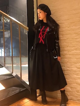 「キュロット」｜「アイテム（ハンチング/ベレー帽）」を使った、sugiyama.sさん（レディース・157cm）の秋コーディネート