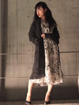 「ロングニット」｜「アイテム（ワンピース/ドレス）」を使った、sugiyama.sさん（レディース・157cm）の冬コーディネート